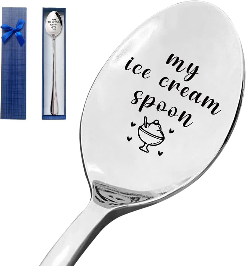Funny Engraved Stainless Steel Ice Cream Spoon for Ice Cream Lovers