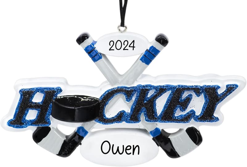 Personalized Ice Hockey Ornament 2025 - Custom Name & Year