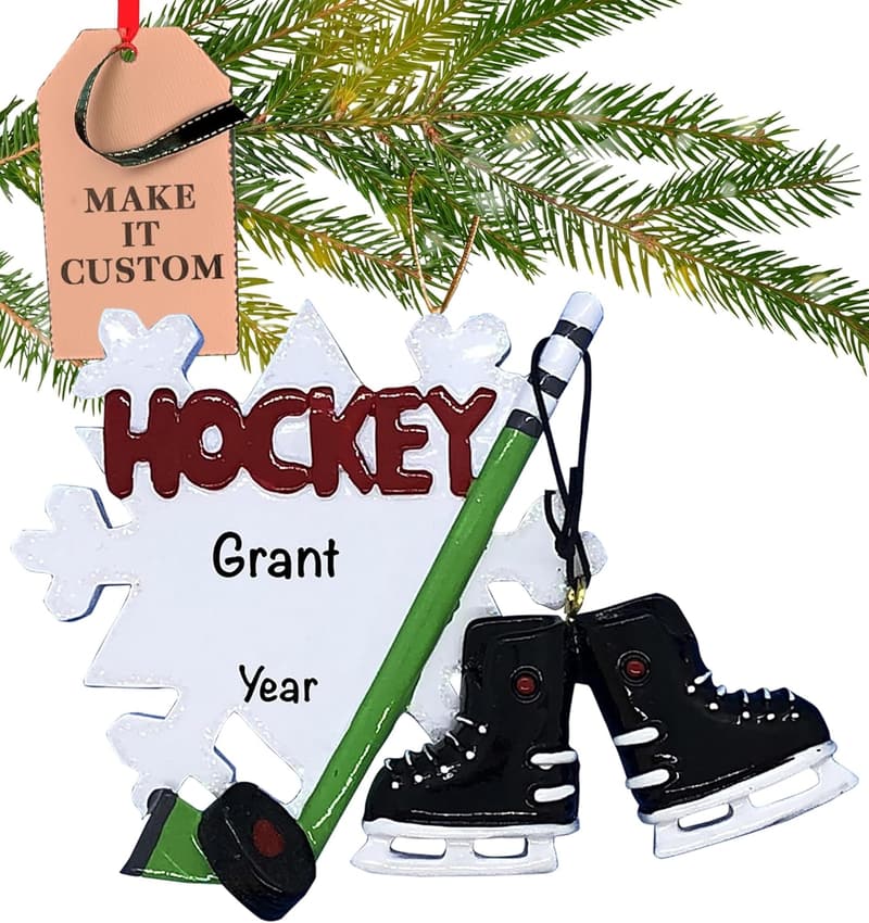 Personalized Ice Hockey Christmas Ornaments 2023 - Gift-Wrapped