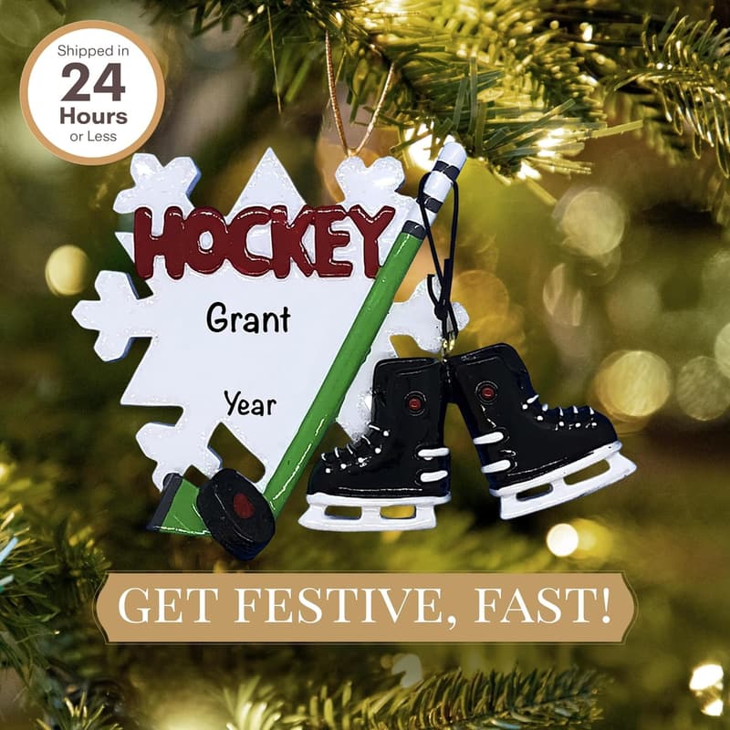 Personalized Ice Hockey Christmas Ornaments 2023 - Gift-Wrapped