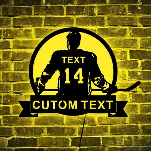 Personalized Hockey Player Neon Sign with LED Lights
