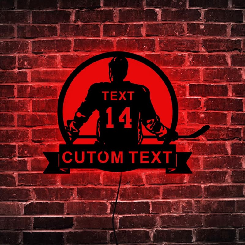 Personalized Hockey Player Neon Sign with LED Lights
