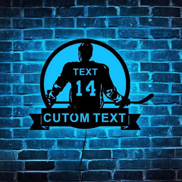 Personalized Hockey Player Neon Sign with LED Lights