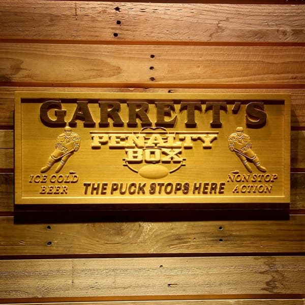 Personalized Wooden Hockey Penalty Box Sign - Large 26.75 x 10.75