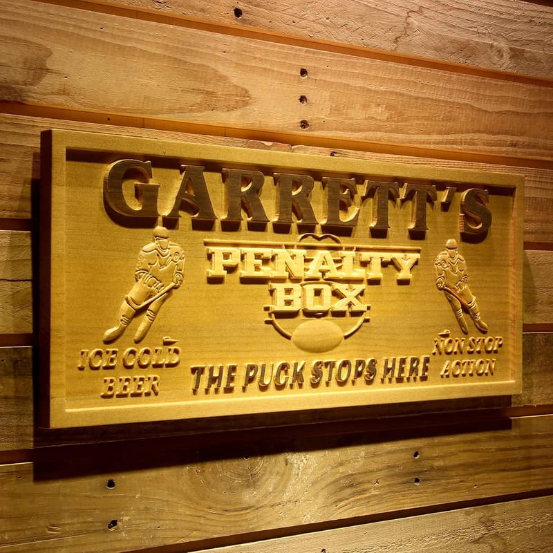 Personalized Wooden Hockey Penalty Box Sign - Large 26.75 x 10.75