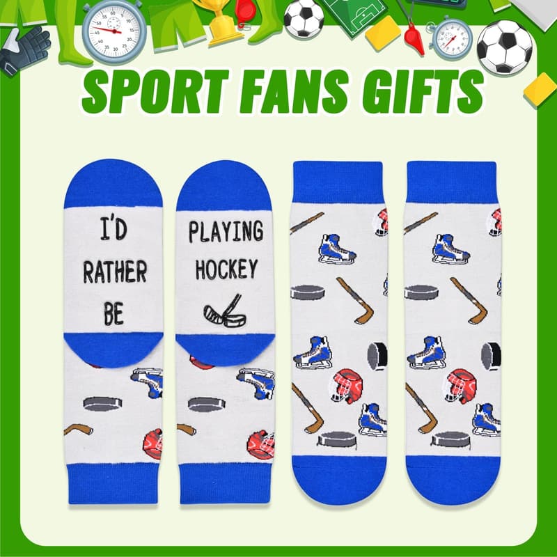 Sports Gift Socks for Kids - Baseball, Hockey, Basketball