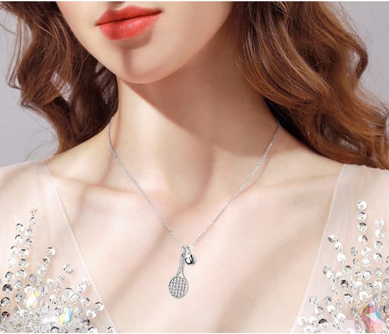 Tennis Lover Necklace - S925 Sterling Silver Racket Pendant