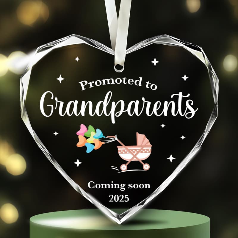 First-Time Grandparents Pregnancy Announcement Glass Ornament