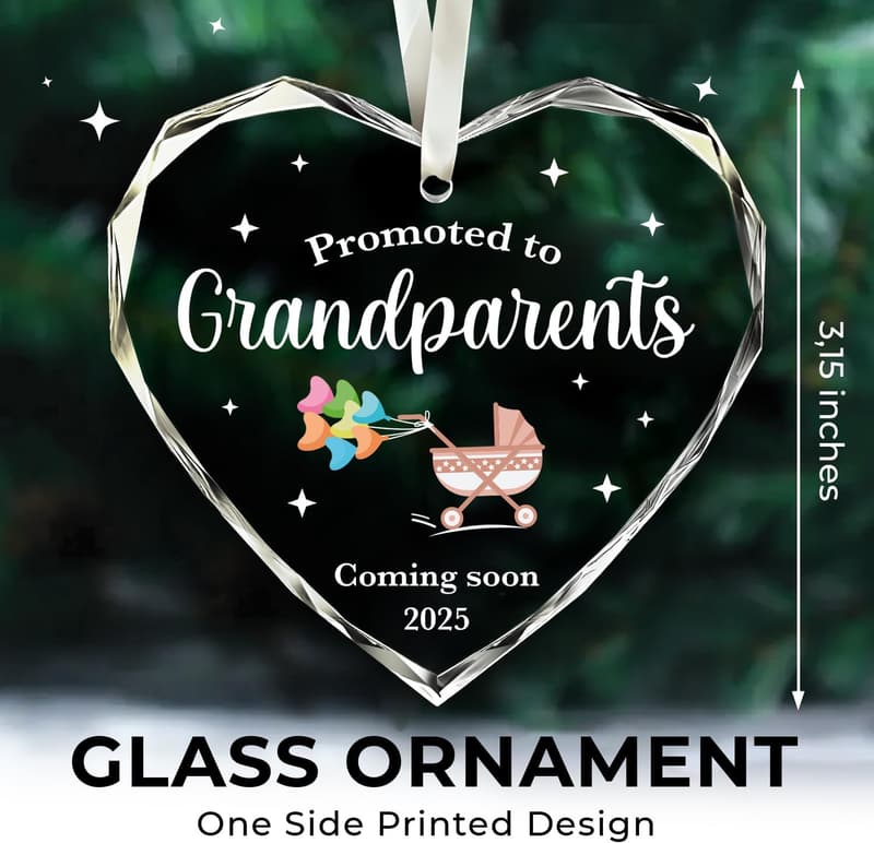 First-Time Grandparents Pregnancy Announcement Glass Ornament