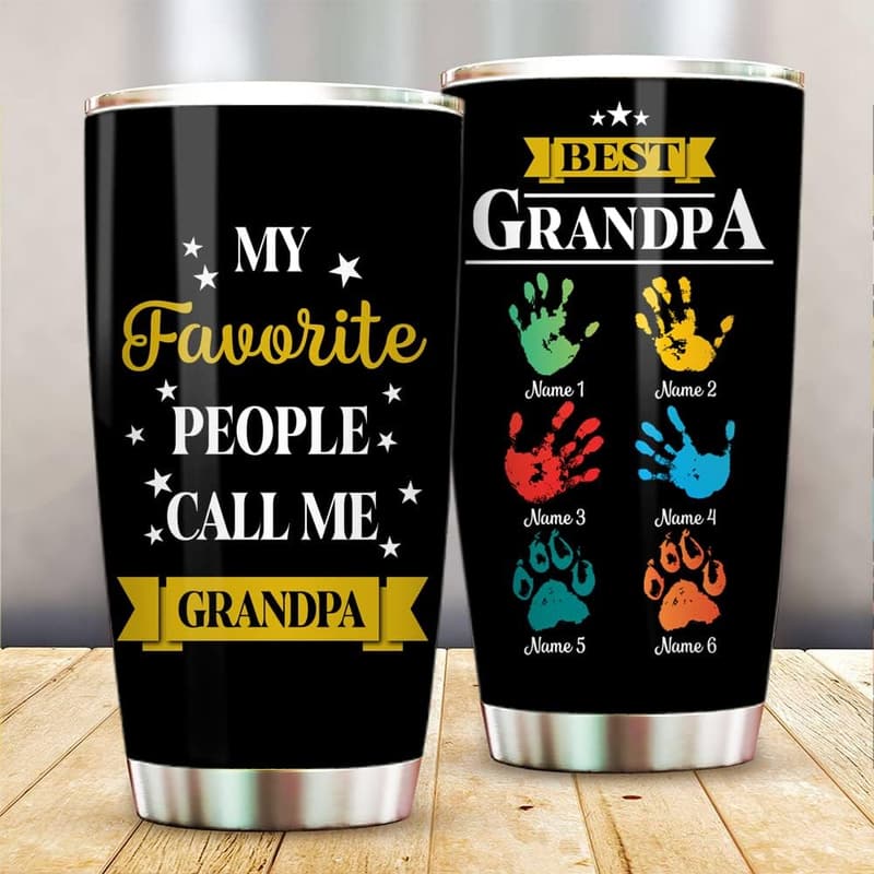 Personalized Colorful Handprint Tumbler for Grandparents