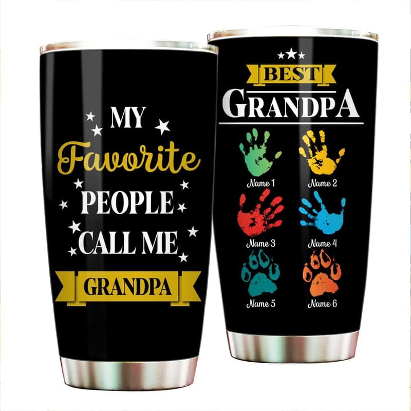Personalized Colorful Handprint Tumbler for Grandparents
