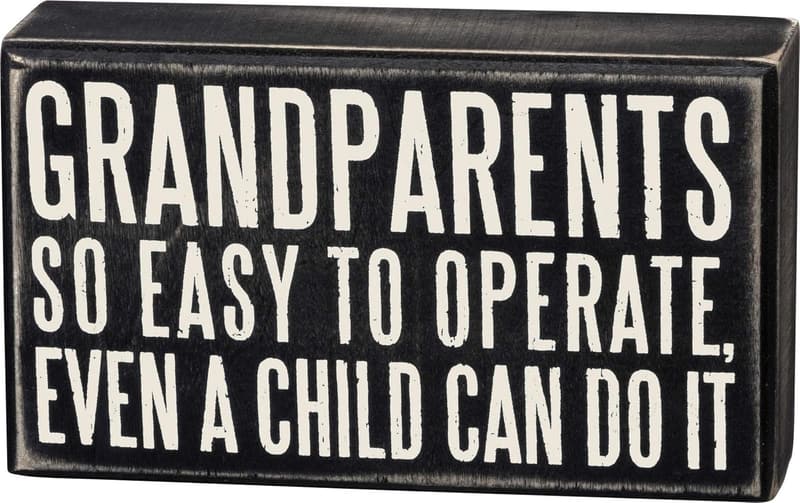 Grandparents Box Sign, Classic Black and White, 6x3.5 Inches