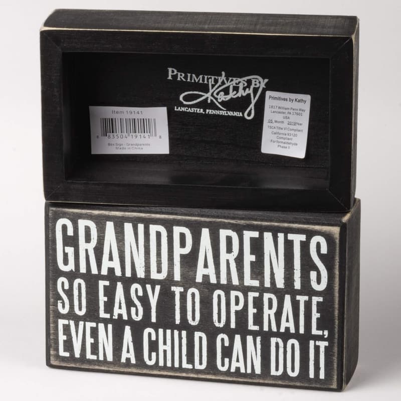 Grandparents Box Sign, Classic Black and White, 6x3.5 Inches