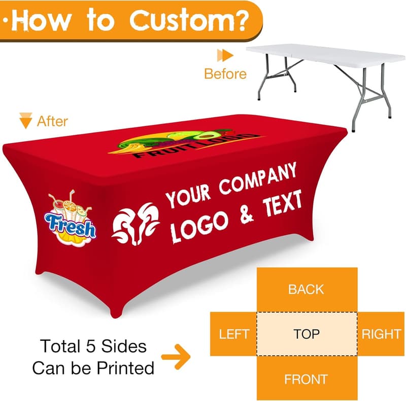Custom Business Logo Table Cover - Rectangular Spandex 4ft