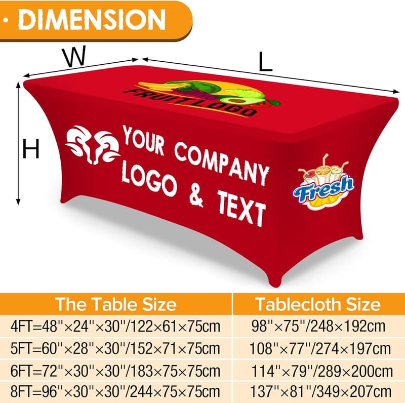 Custom Business Logo Table Cover - Rectangular Spandex 4ft