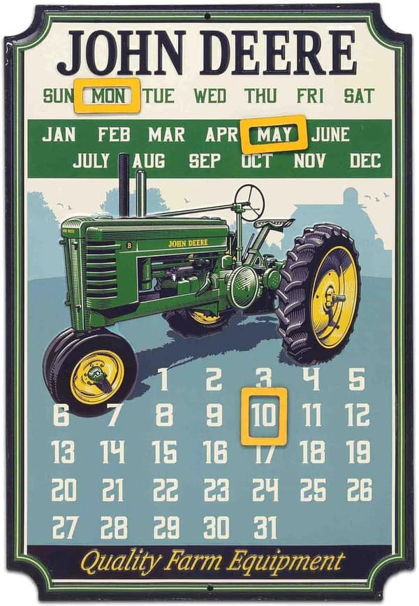 Vintage John Deere Embossed Metal Sign with Magnets