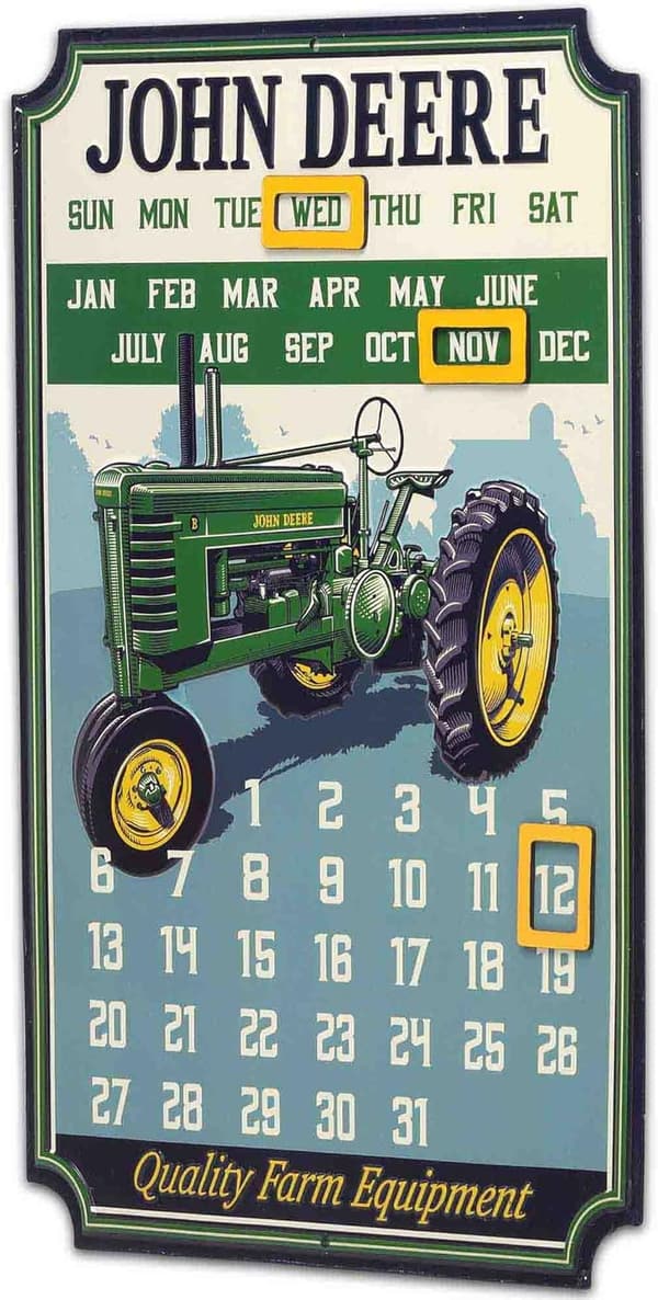 Vintage John Deere Embossed Metal Sign with Magnets
