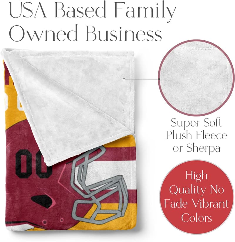 Custom Fleece Throw Blanket for Football Fans - Ships Next Day