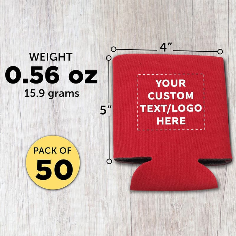 Personalized 4mm Red Collapsible Can Coolers - Set of 50