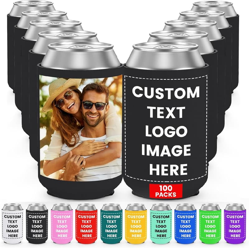 Custom Can Coolers - 100 Pack Insulated Sleeves for Events