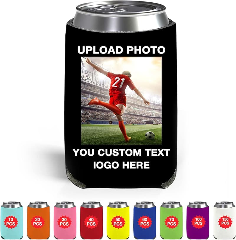 Custom Can Cooler with Photo Logo for Weddings & Picnics