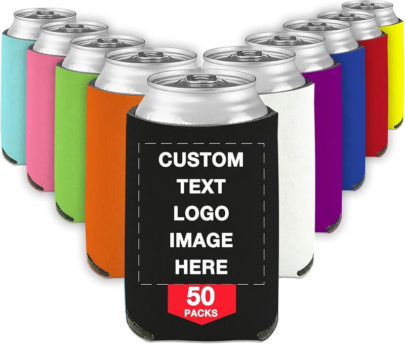 Personalized Beer Can Coolers – 50 PCS for Weddings & Parties