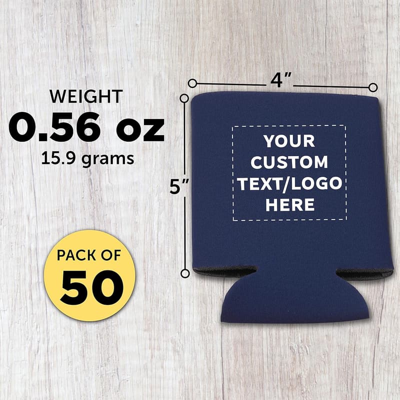 Custom Personalized Navy Blue Beer Can Coolers - Set of 50