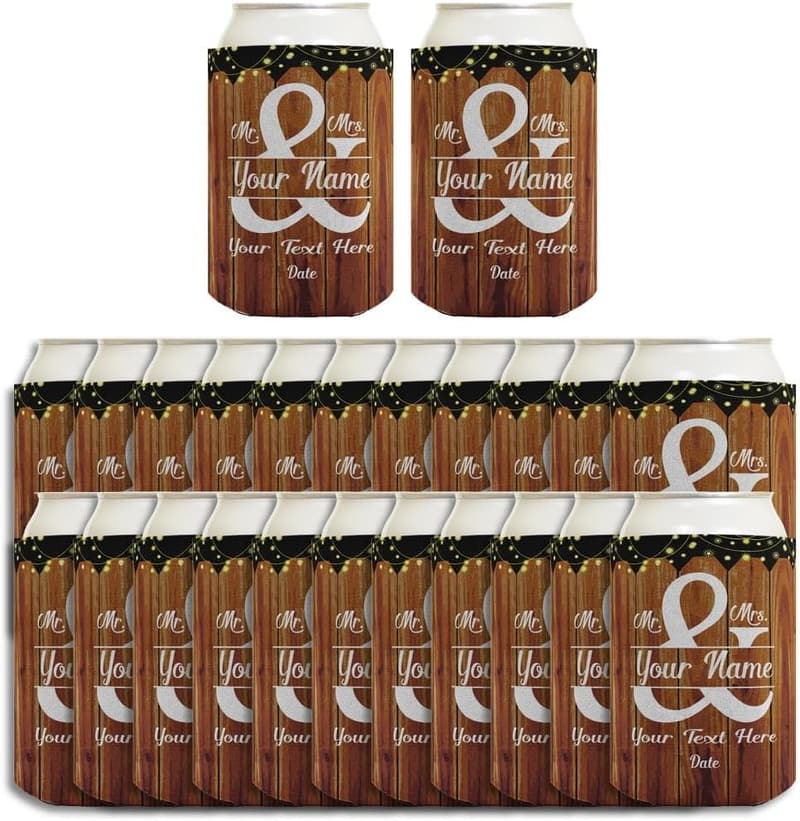 Personalized Mr & Mrs Can Coolies - 24-Pack Party Favor