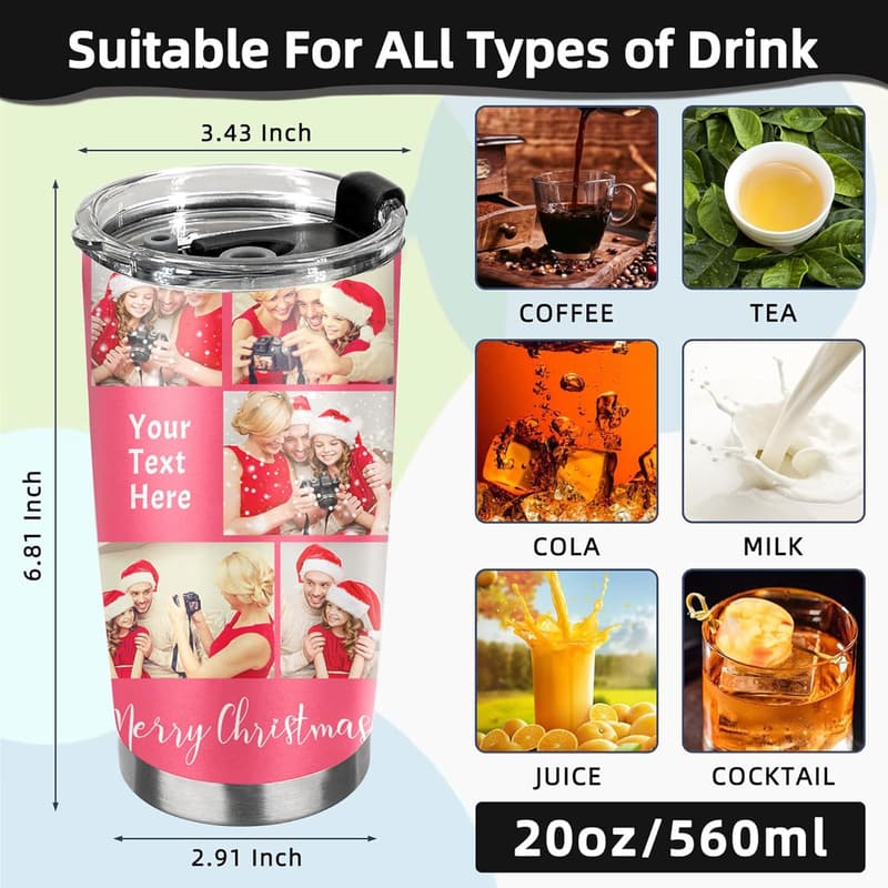 Custom Photo Insulated Coffee Tumbler for Christmas