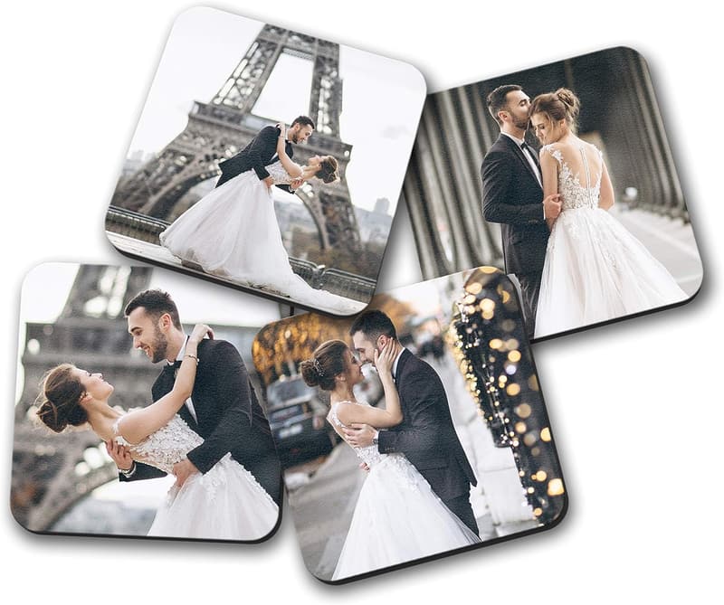 Personalized Photo Coaster Set - Custom 4-Piece Collage Gift