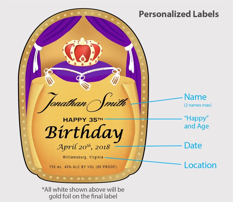 Personalized Birthday Label for Crown Royal Bottles