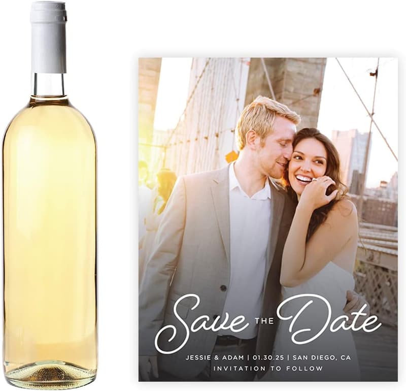 Personalized Photo Wine Bottle Labels - 20-Pack for Weddings/Birthdays