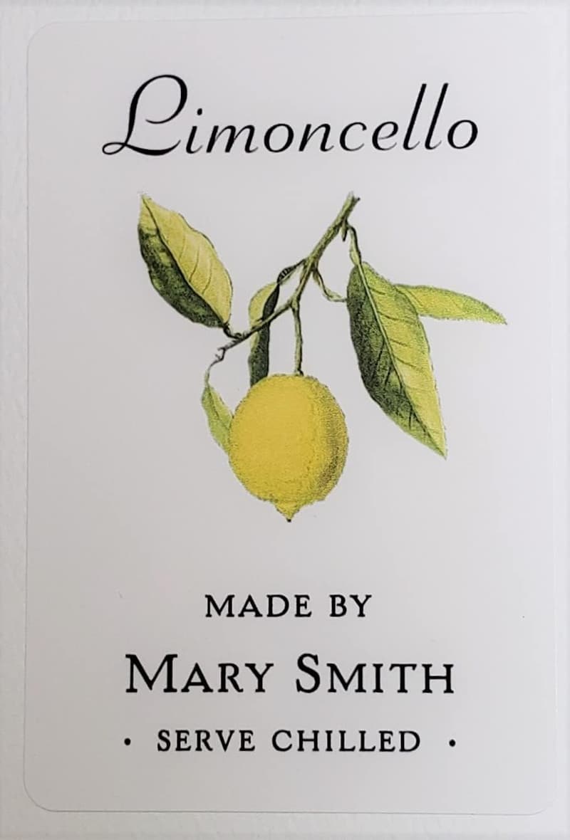 Personalized Euro-Style Limoncello Labels - 18 Pack