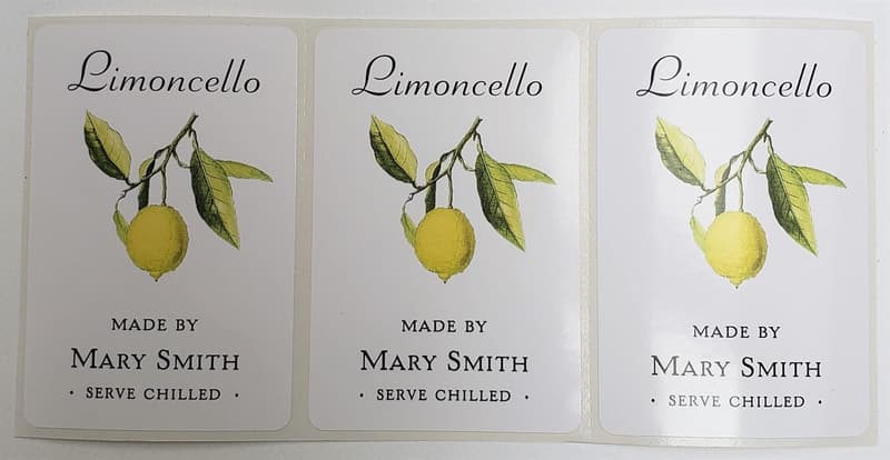 Personalized Euro-Style Limoncello Labels - 18 Pack