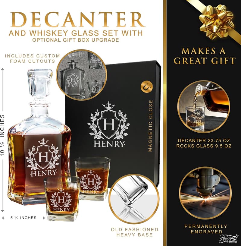 Custom Engraved 23 oz Liquor Decanter with Name