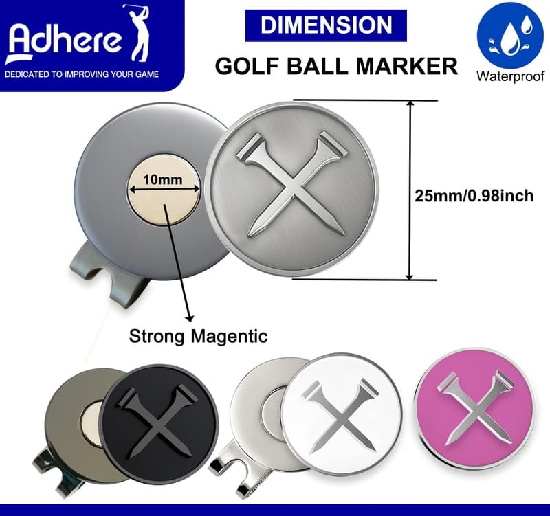 Personalized Golf Ball Markers with Magnetic Hat Clips