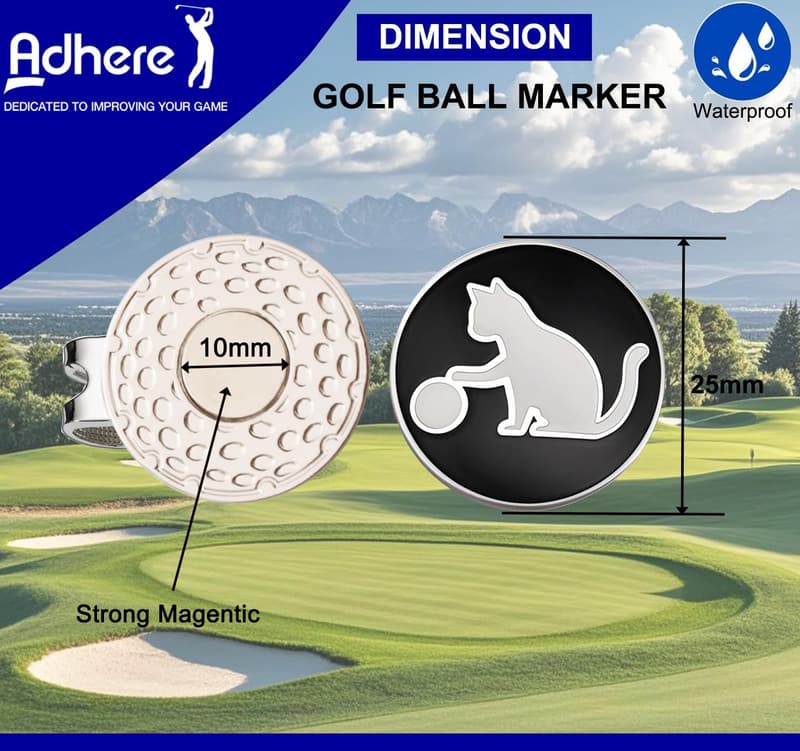 Personalized Cat Logo Golf Ball Markers with Magnetic Hat Clip