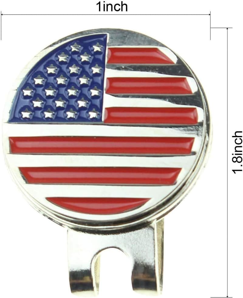 Personalized US Flag Golf Hat Clip & Markers Set for Men