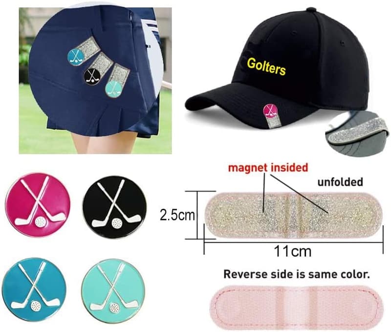 Golf Hat Clip with Ball Marker Set - Glitering PVC Design
