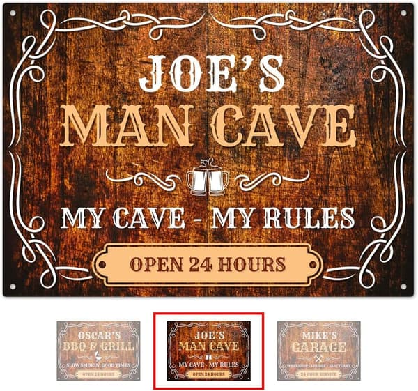 Custom Rustic Man Cave Sign - Father's Day Gift, 10x14 inches