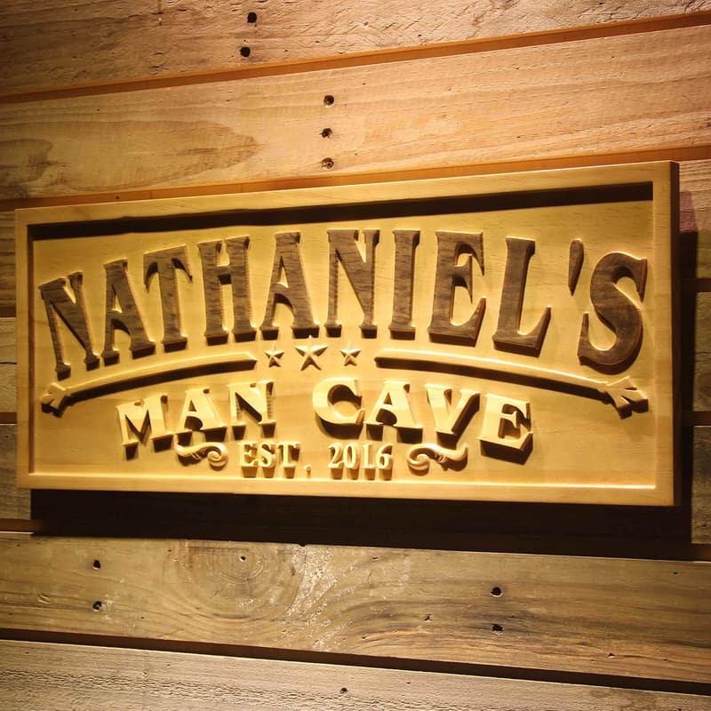 Personalized Wooden Man Cave Sign for Men's Birthday