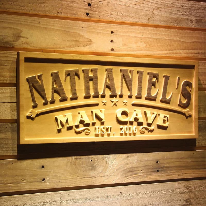 Personalized Wooden Man Cave Sign for Men's Birthday