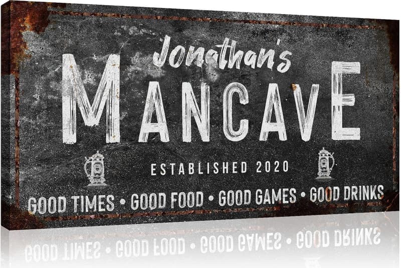 Personalized Man Cave Wall Art - Rustic Custom Decor 20x10in