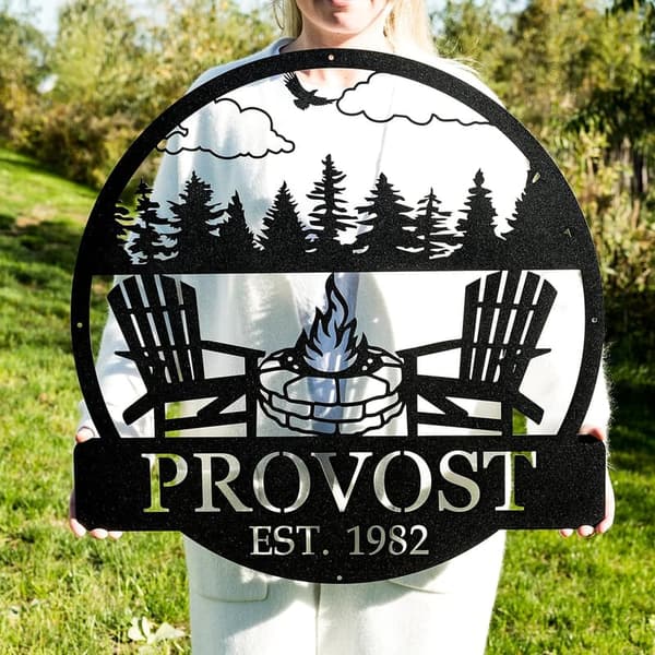 Personalized Metal Campfire Sign | Outdoor Camper Decor