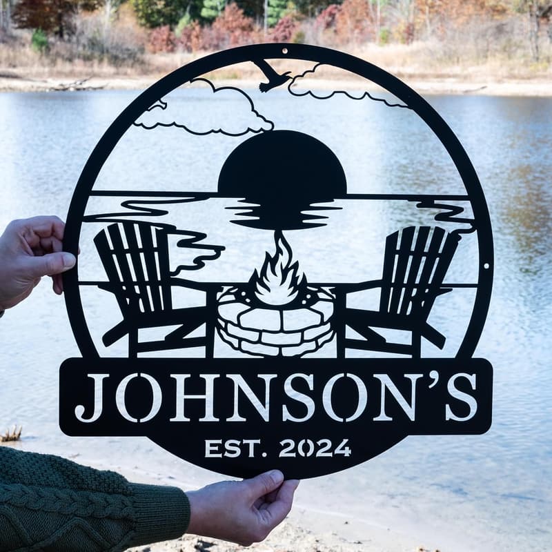Personalized Metal Campfire Sign | Outdoor Camper Decor