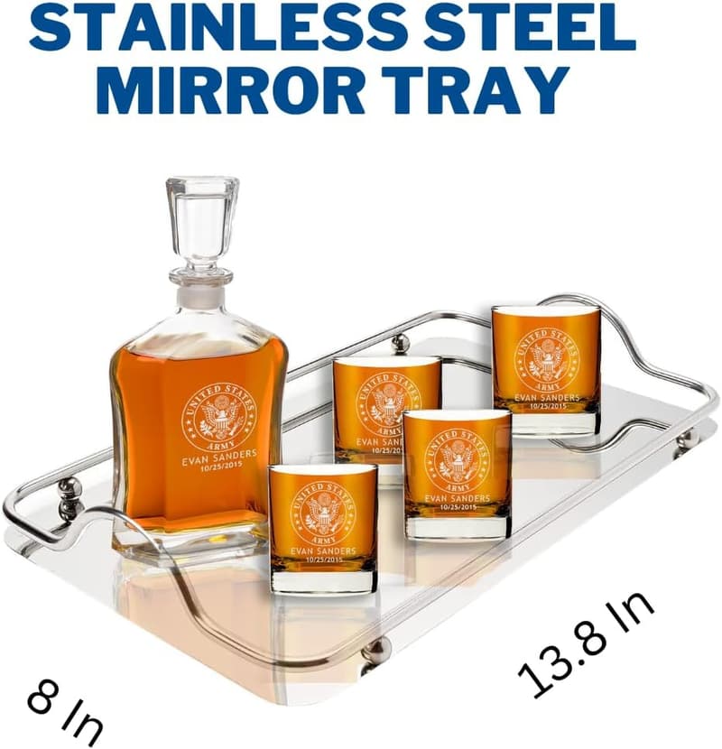 Personalized Whiskey Decanter Set for Military Men