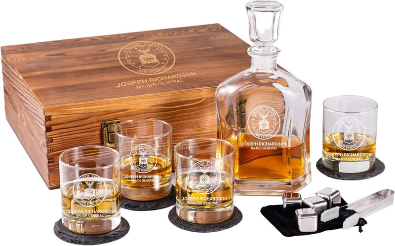 Personalized Whiskey Decanter Set for Military Men