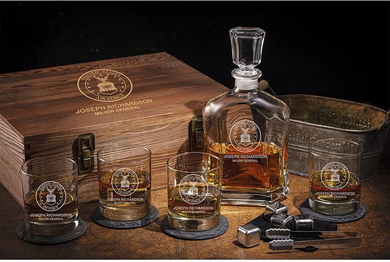 Personalized Whiskey Decanter Set for Military Men