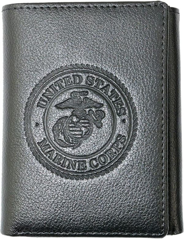 US Marine Corps Trifold Wallet with RFID Protection (Black)