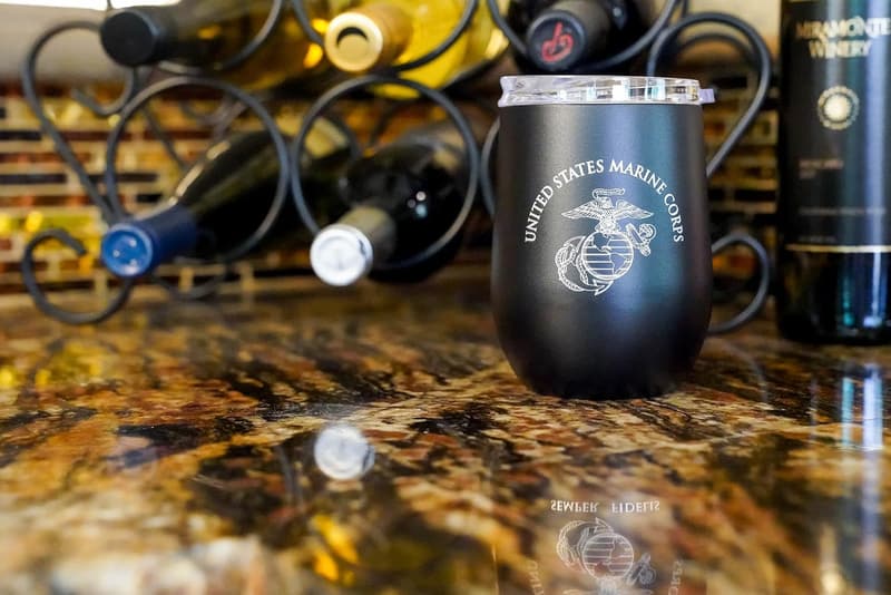 USMC Steel Stemless Wine Tumbler – 12 oz Vacuum Insulated